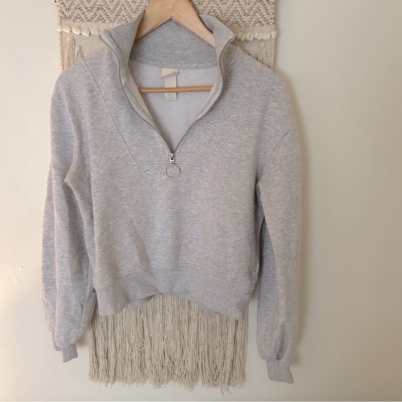 Heather light grey 1/4 zip sweatshirt - Picture 3 of 10